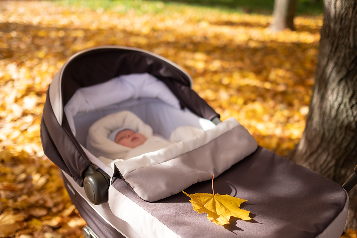 portrait-of-sleeping-baby-in-autumn-park-